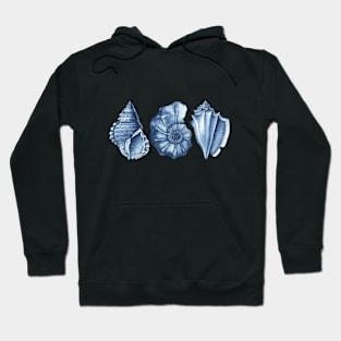 Blue watercolor seashells Hoodie